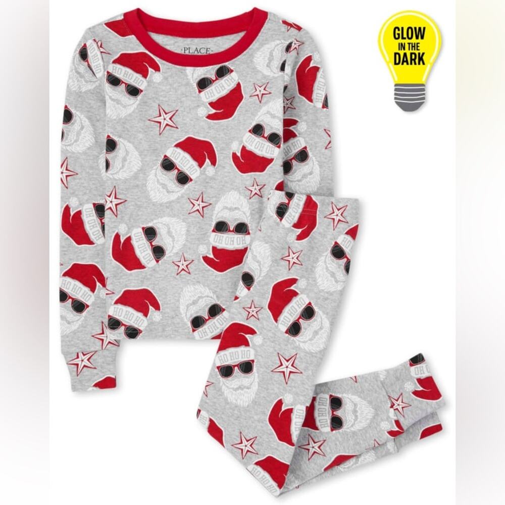 Children's Place NWT Pajamas Christmas Santa Claus Unisex Glow in Dark 2X